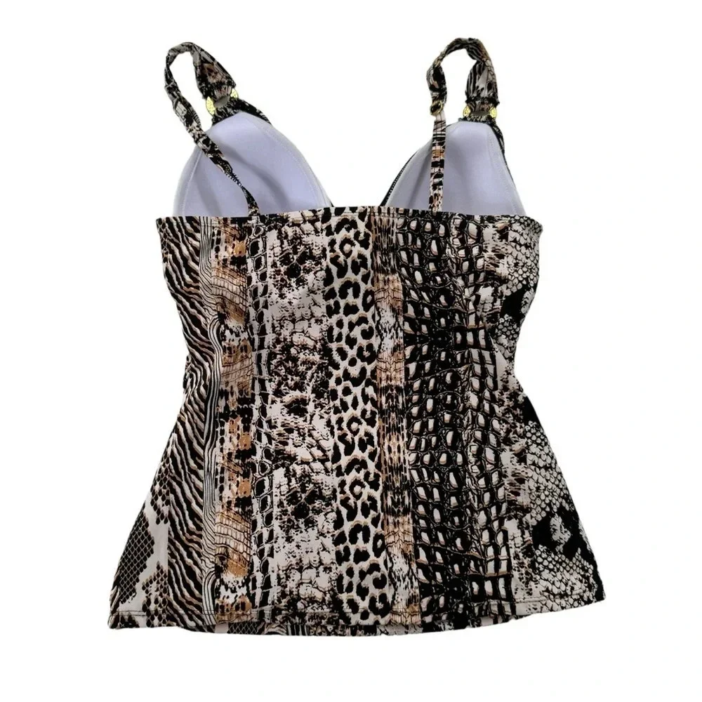 Bleu Rod Beattie Tankini Top Animal Print with Molded Cups Size 4 NWT